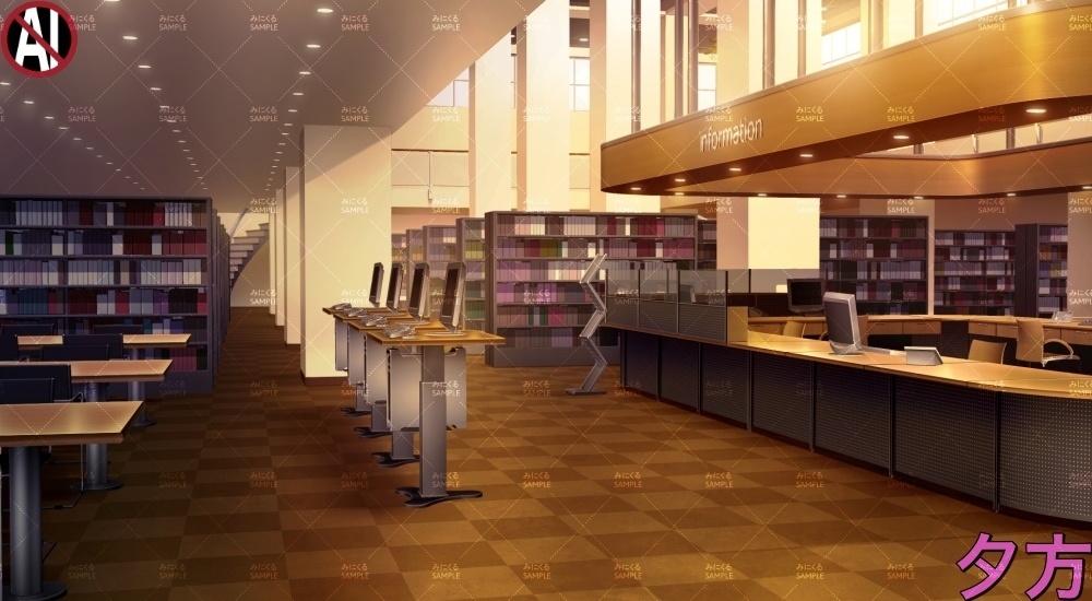 【背景素材】図書館②(学園編part13-cubg007)