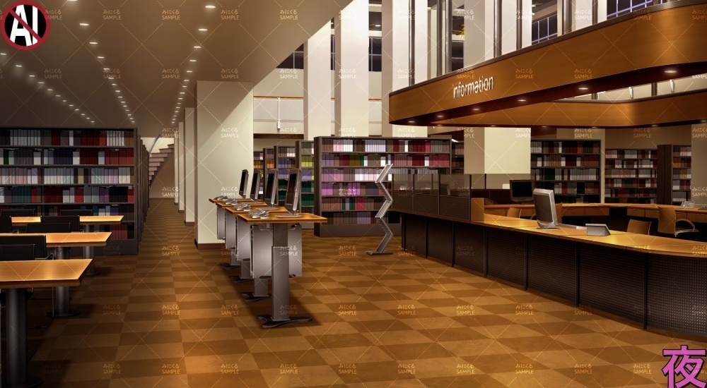 【背景素材】図書館②(学園編part13-cubg007)