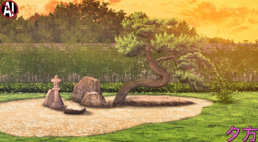 【背景素材】日本庭園_障子あり/なし/障子のみ(江戸編part01B-en_sn02-03-04)