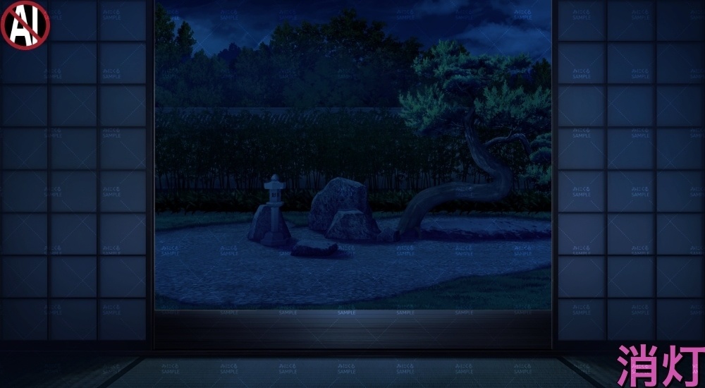 【背景素材】日本庭園_障子あり/なし/障子のみ(江戸編part01B-en_sn02-03-04)