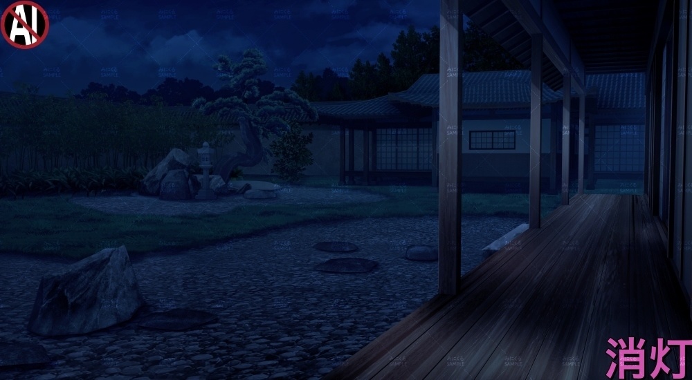 【背景素材】日本庭園と縁側(江戸編part01B-en_sn01)