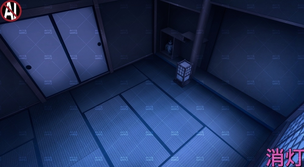 【背景素材】緑の和室_俯瞰(江戸編part01B-heya_sn02)