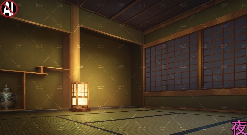 【背景素材】緑の和室②(江戸編part01B-heya_sn03)