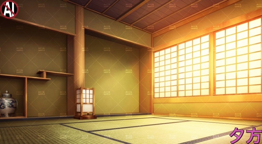 【背景素材】緑の和室②(江戸編part01B-heya_sn03)