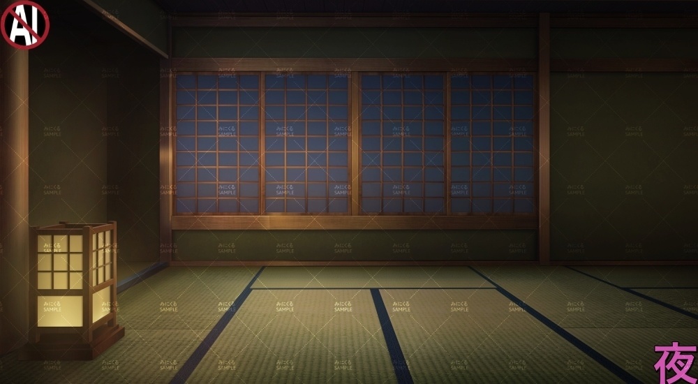 【背景素材】緑の和室③(江戸編part01B-heya_sn04)