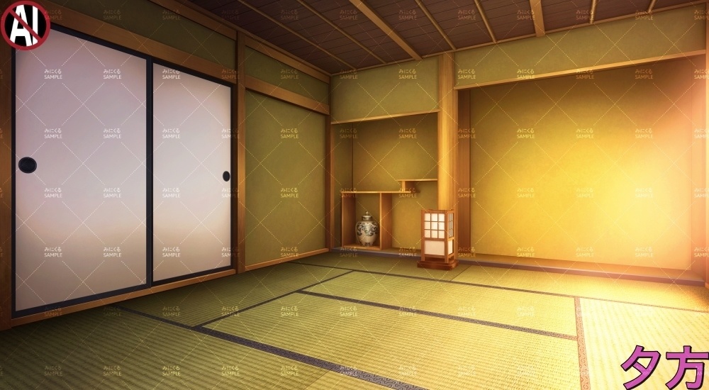 【背景素材】緑の和室④(江戸編part01B-heya_sn05)