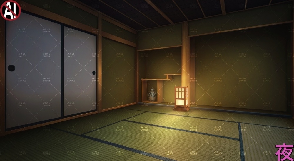 【背景素材】緑の和室④(江戸編part01B-heya_sn05)