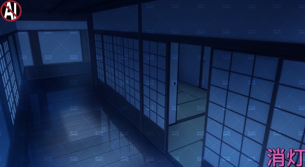 【背景素材】和風建築の廊下_俯瞰(江戸編part01B-heya_sn02)