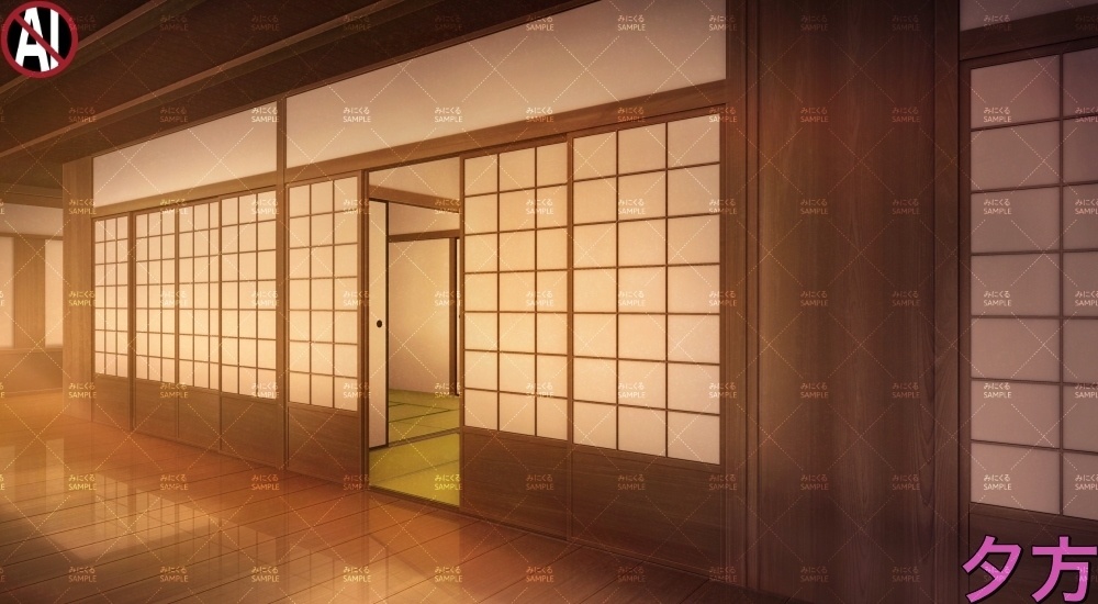【背景素材】和風建築の廊下①(江戸編part01B-rouka_sn01)