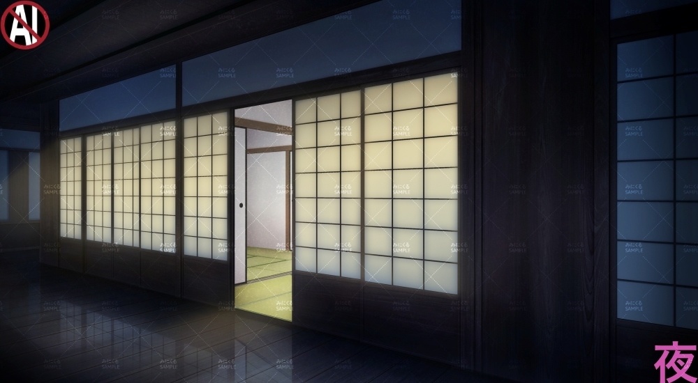 【背景素材】和風建築の廊下①(江戸編part01B-rouka_sn01)