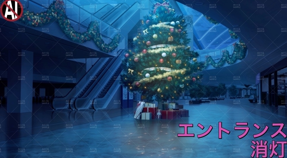 みにくる動く背景CG素材『ショッピングモールのクリスマス』【単品・素材集】