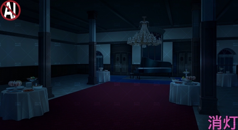 【背景素材】屋敷・館のエントランス_シャンデリア(ファンタジー編part04A-bg_025_entrance_2)