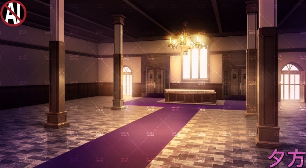 【背景素材】屋敷・館のエントランス(ファンタジー編part04A-bg_025_entrance_1)