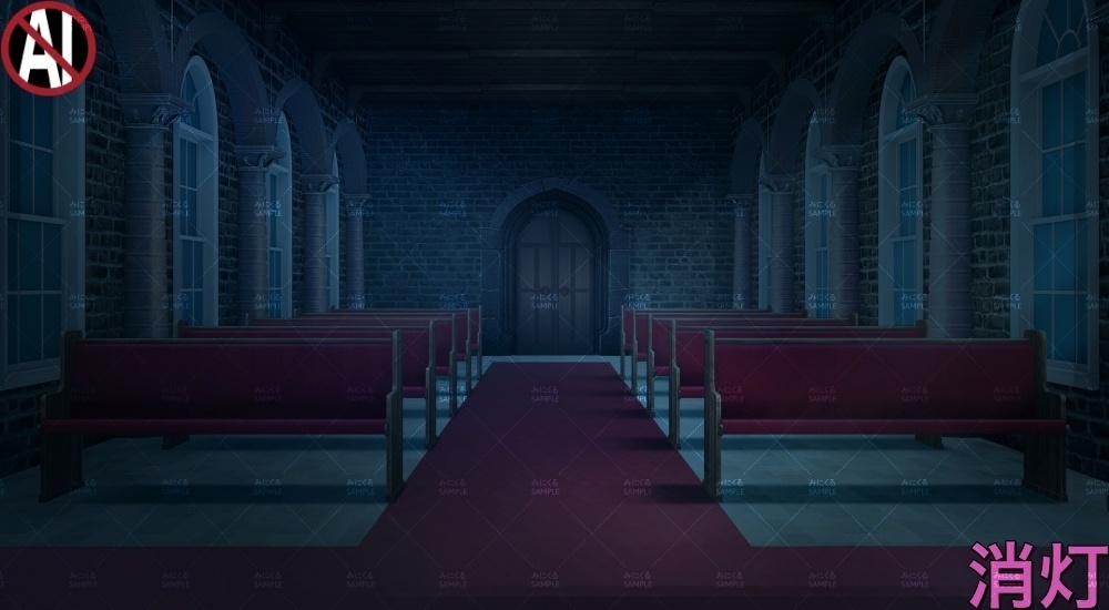 【背景素材】田舎の古教会_チャペル①(ファンタジー編part04A-bg_018_chapel_a)
