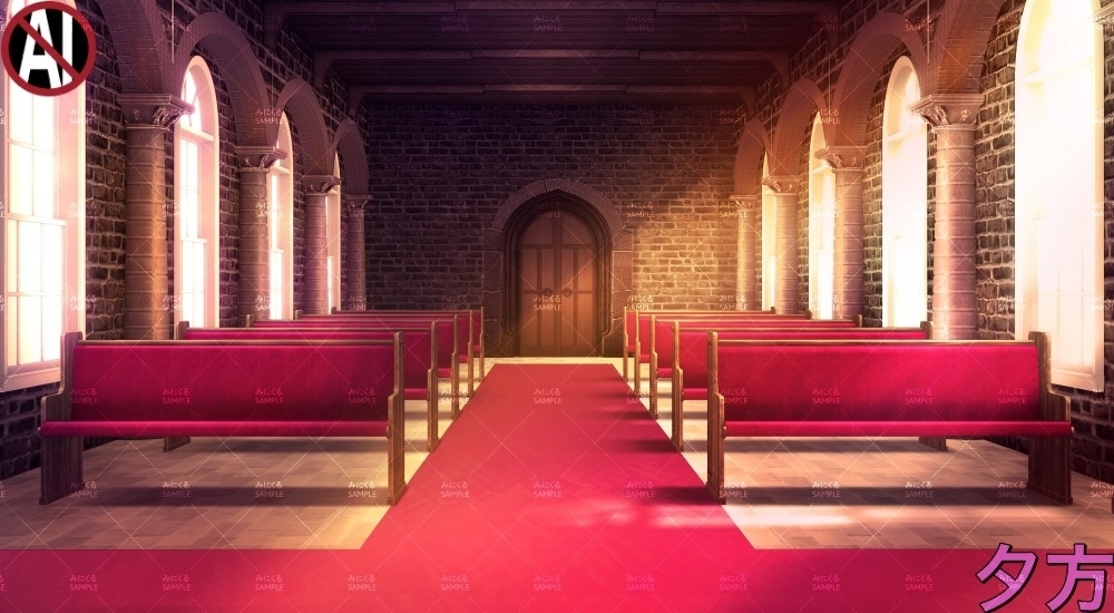 【背景素材】田舎の古教会_チャペル①(ファンタジー編part04A-bg_018_chapel_a)