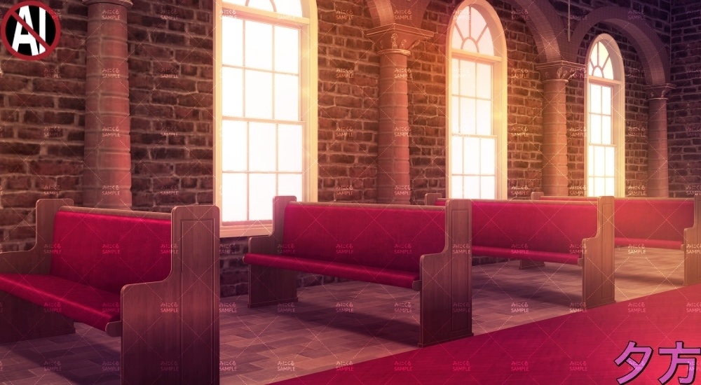 【背景素材】田舎の古教会_チャペル②(ファンタジー編part04A-bg_018_chapel_b)