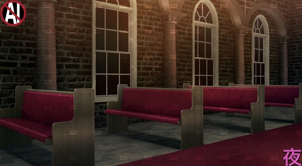 【背景素材】田舎の古教会_チャペル②(ファンタジー編part04A-bg_018_chapel_b)