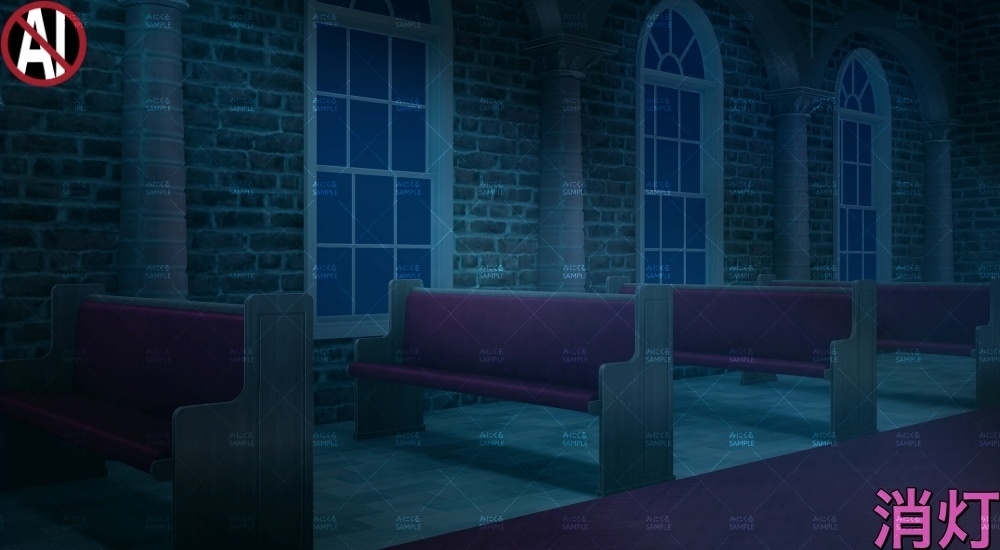 【背景素材】田舎の古教会_チャペル②(ファンタジー編part04A-bg_018_chapel_b)
