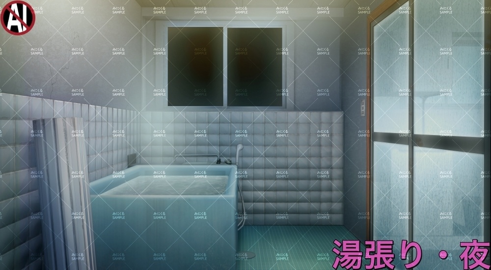 【背景素材】田舎のお風呂場①(日常編part17A-1803tanuki007)