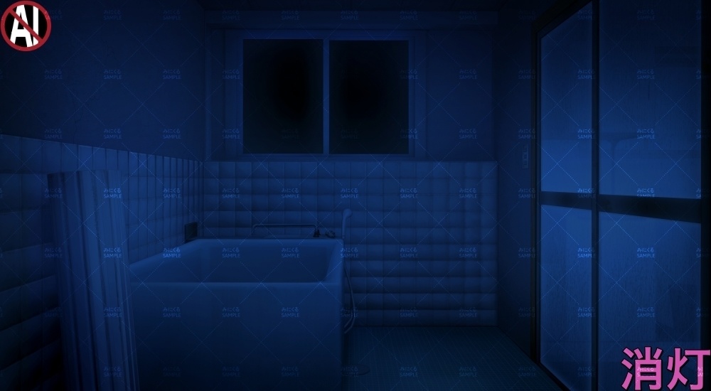 【背景素材】田舎のお風呂場①(日常編part17A-1803tanuki007)