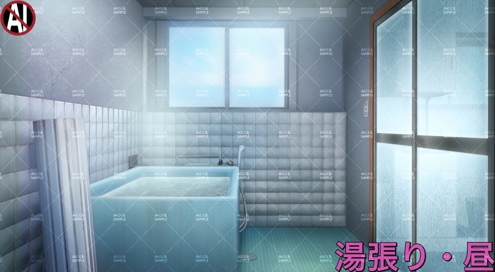 【背景素材】田舎のお風呂場①(日常編part17A-1803tanuki007)