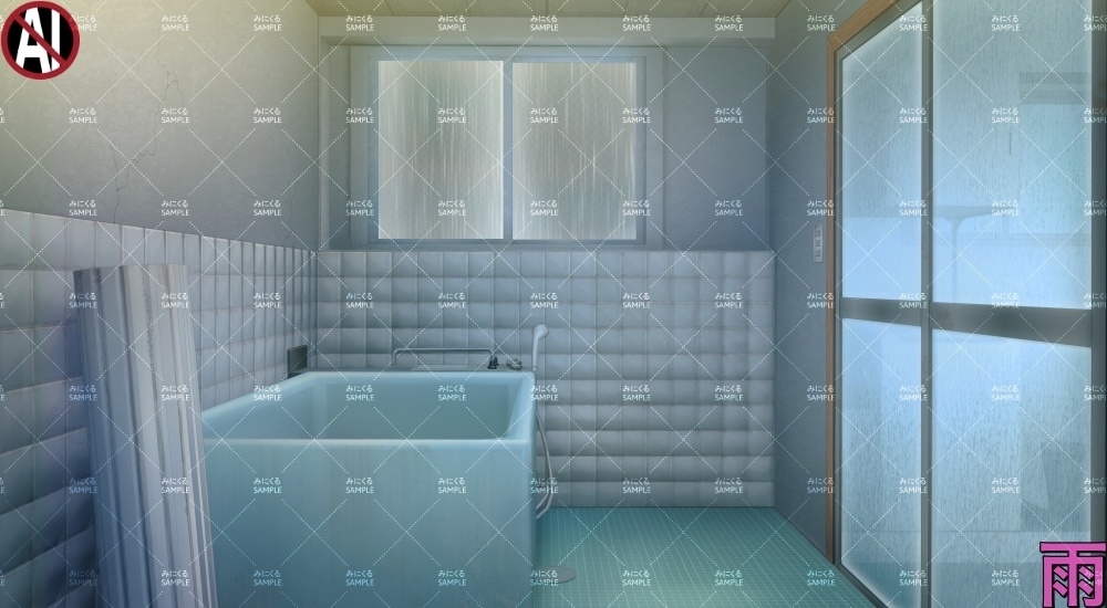 【背景素材】田舎のお風呂場①(日常編part17A-1803tanuki007)