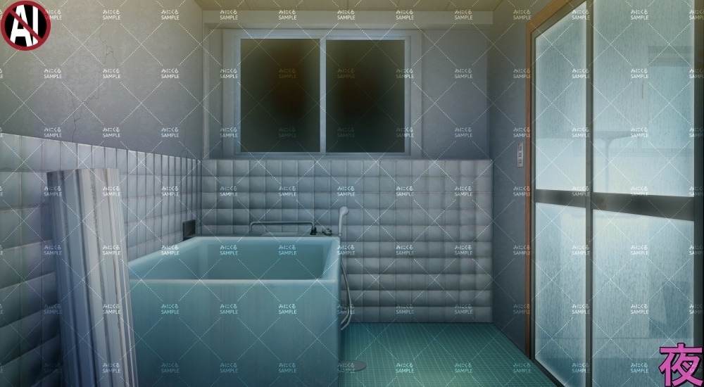 【背景素材】田舎のお風呂場①(日常編part17A-1803tanuki007)