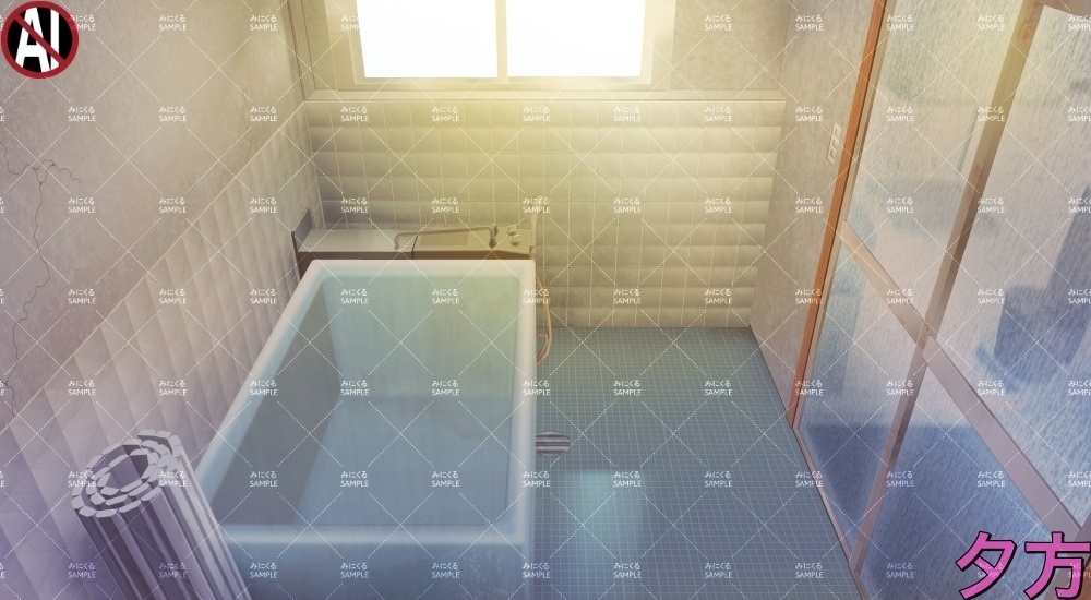 【背景素材】田舎のお風呂場②(日常編part17A-803tanuki007_03-04)