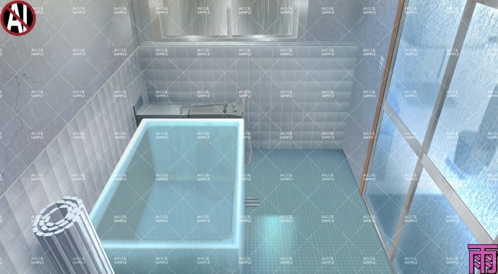 【背景素材】田舎のお風呂場②(日常編part17A-803tanuki007_03-04)