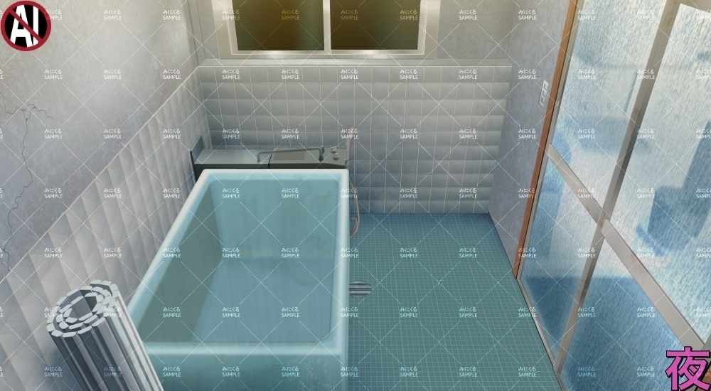 【背景素材】田舎のお風呂場②(日常編part17A-803tanuki007_03-04)