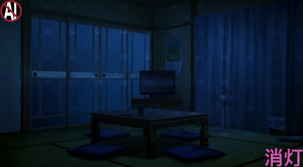 【背景素材】田舎の居間(日常編part17A-1803tanuki010_01)