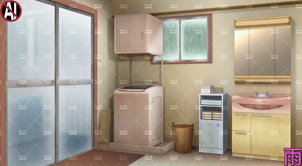 【背景素材】田舎の脱衣所①(日常編part17A-1803tanuki012_01)