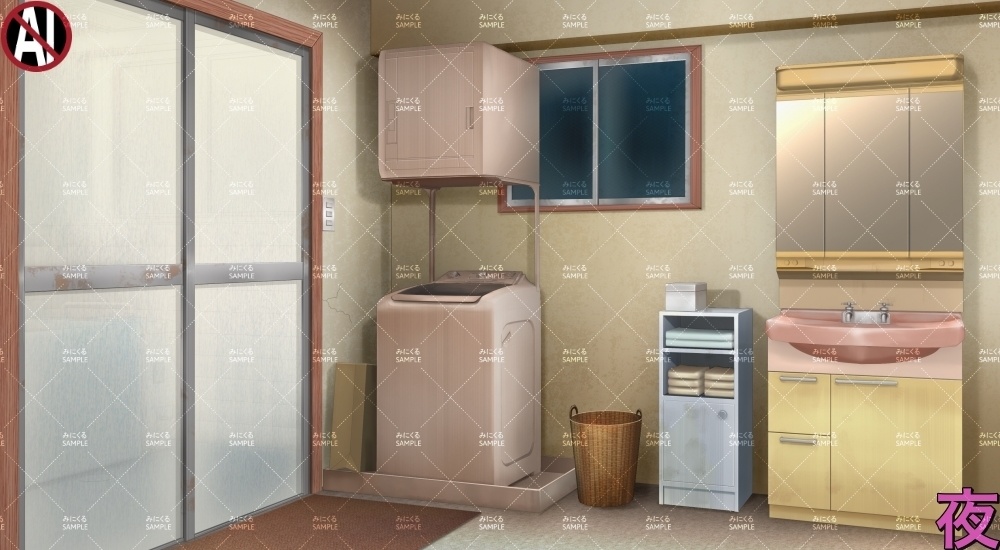 【背景素材】田舎の脱衣所①(日常編part17A-1803tanuki012_01)