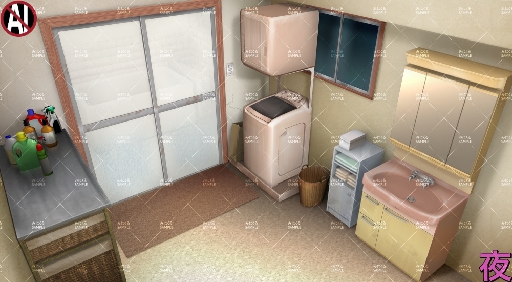 【背景素材】田舎の脱衣所②(日常編part17A-1803tanuki012_02)