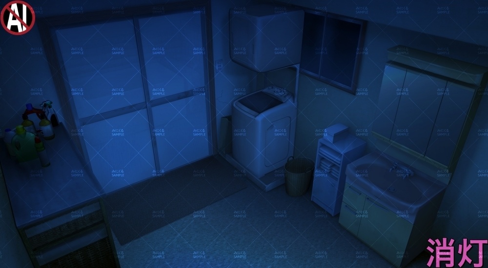 【背景素材】田舎の脱衣所②(日常編part17A-1803tanuki012_02)