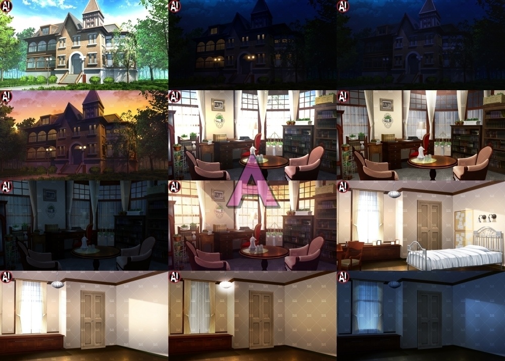 みにくる背景CG分割素材集『お屋敷編』part04A~E【背景素材集】