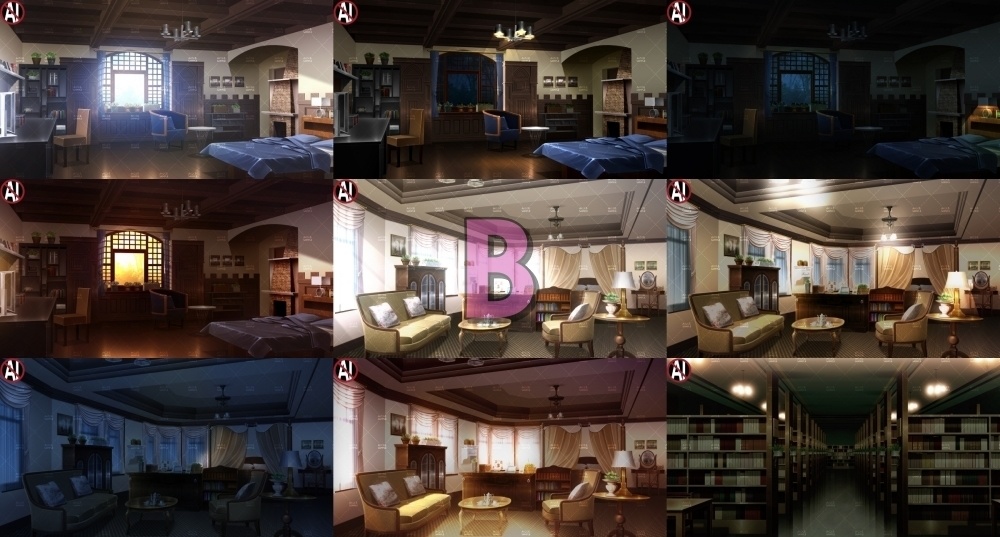 みにくる背景CG分割素材集『お屋敷編』part04A~E【背景素材集】