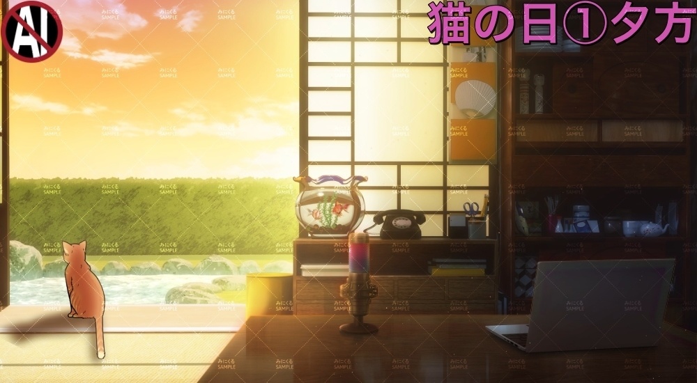 【背景素材+配信パーツ】猫の日