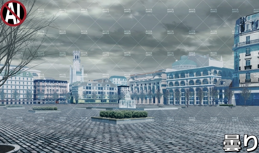 【背景素材】噴水広場_冬 (ヨーロッパ風編01-twhiroba_001_win)