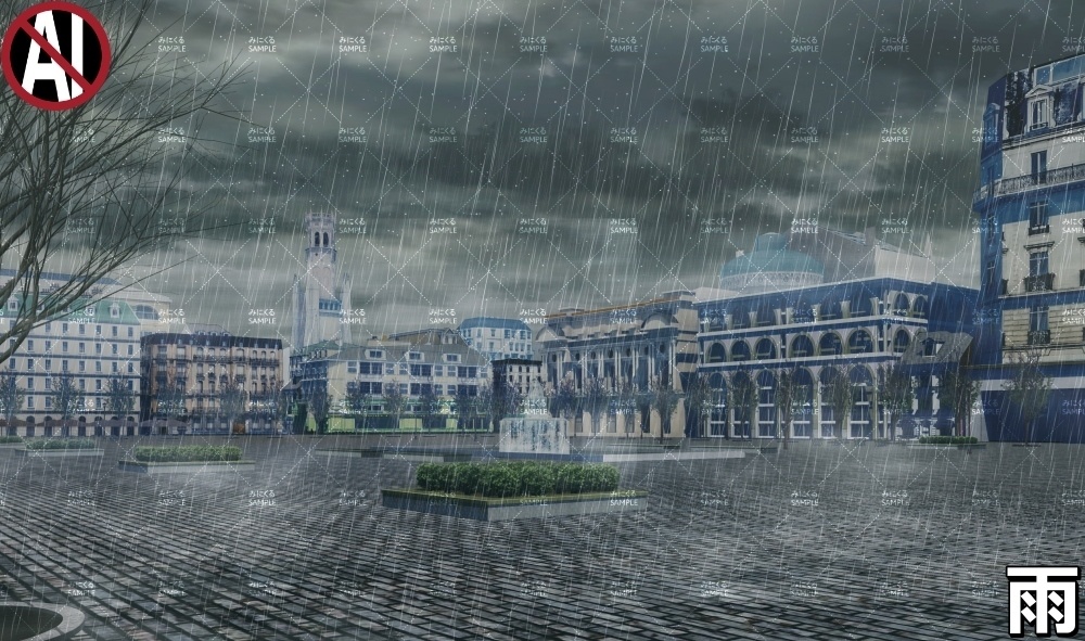 【背景素材】噴水広場_冬 (ヨーロッパ風編01-twhiroba_001_win)