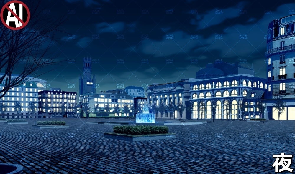 【背景素材】噴水広場_冬 (ヨーロッパ風編01-twhiroba_001_win)