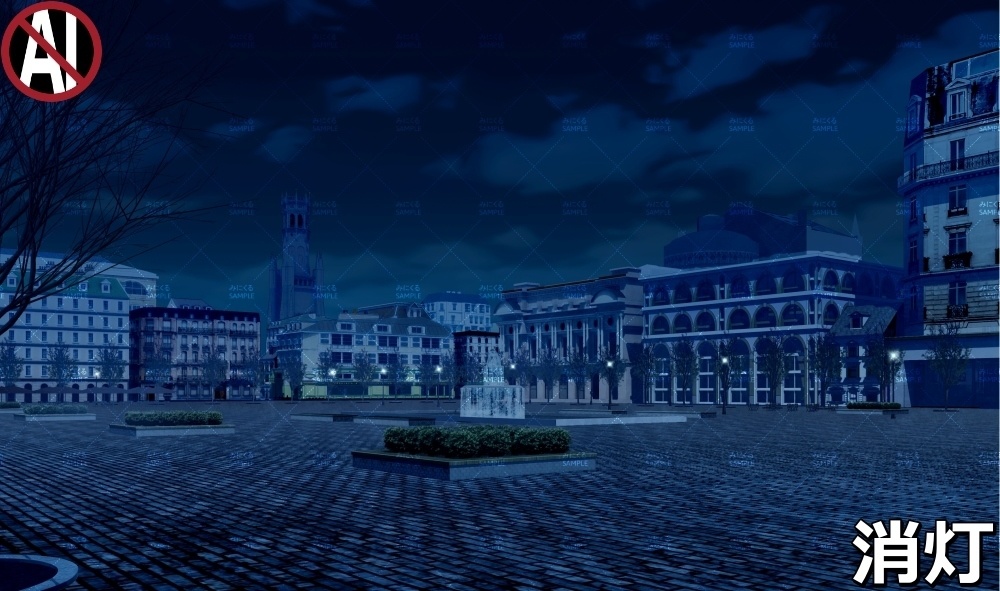 【背景素材】噴水広場_冬 (ヨーロッパ風編01-twhiroba_001_win)