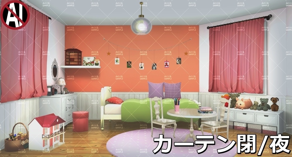 【背景素材】お部屋/子供部屋 (ヨーロッパ風編01-childroom)
