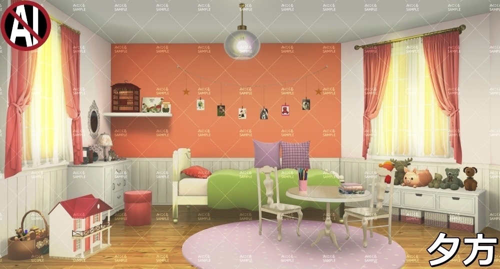 【背景素材】お部屋/子供部屋 (ヨーロッパ風編01-childroom)