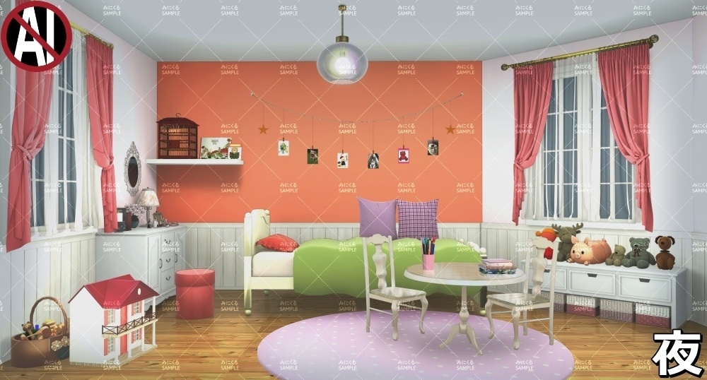 【背景素材】お部屋/子供部屋 (ヨーロッパ風編01-childroom)