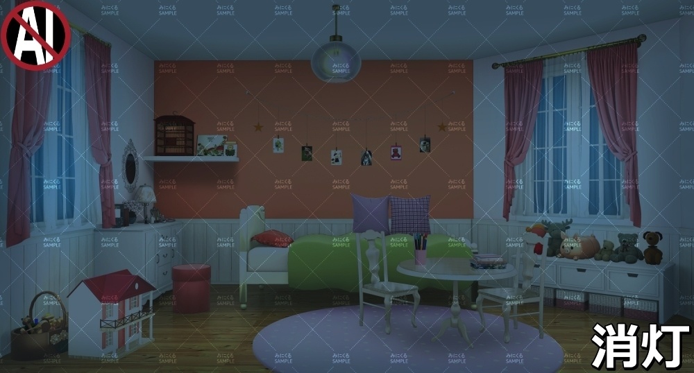 【背景素材】お部屋/子供部屋 (ヨーロッパ風編01-childroom)