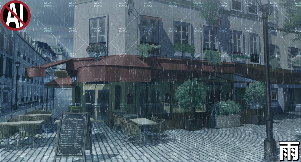 【背景素材】テラス席のあるレストラン (ヨーロッパ風編01-twstreet004)