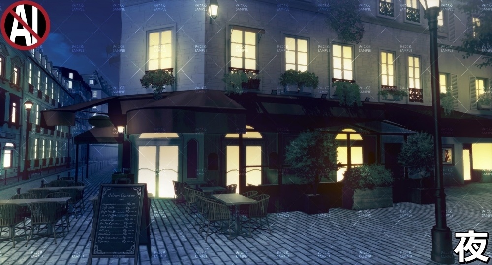 【背景素材】テラス席のあるレストラン (ヨーロッパ風編01-twstreet004)