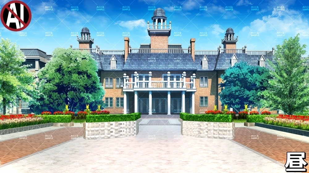 【背景素材】名門校の外観・玄関 (学園編part06-rtozyoushool08)