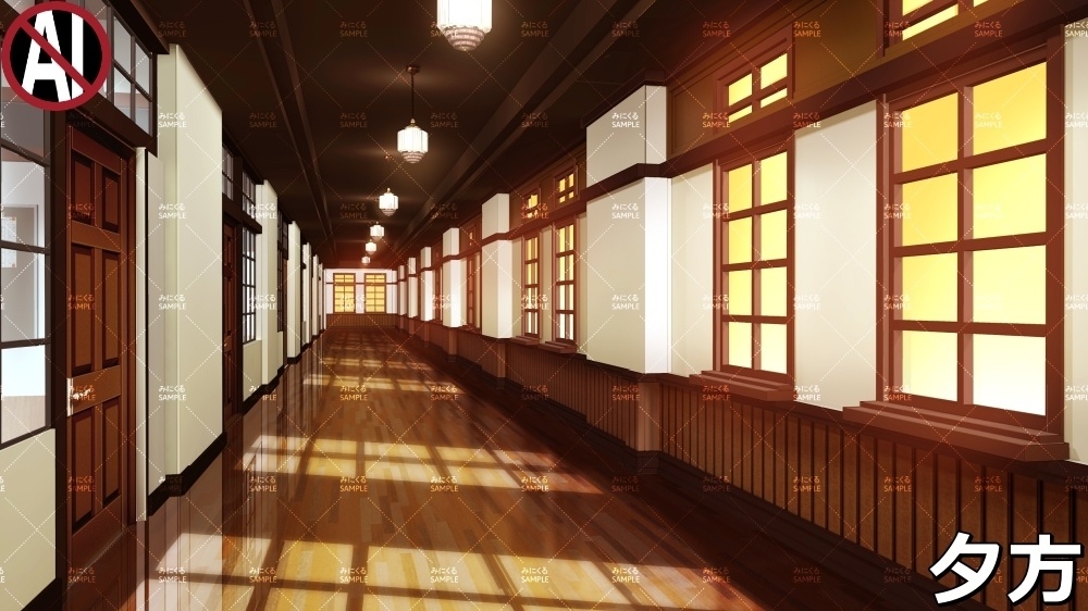 【背景素材】名門校の廊下② (学園編part06-rtozyoushool10)